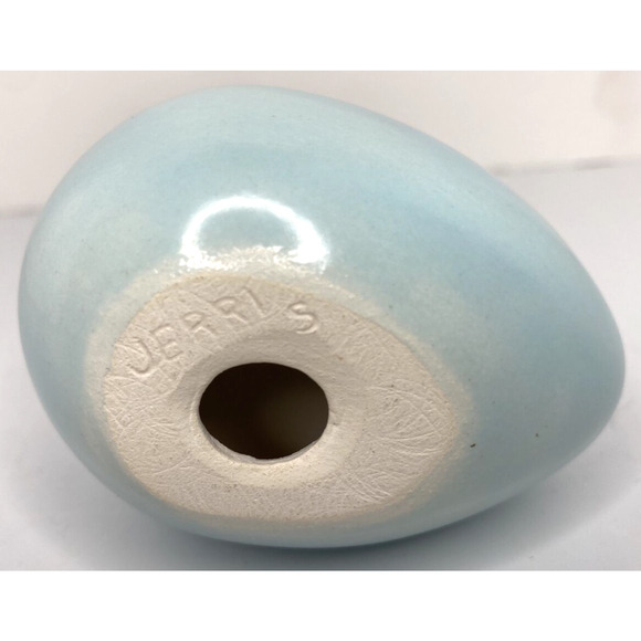 Vintage Unique Ceramic Blue Egg with 3D Flower Applique & Birds SKU PB188-3 - Picture 3 of 5